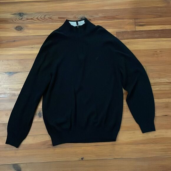 Nautica Black Cotton Knit 1/4 Zip Sweater Top Mens Size Extra Large Mock Neck - Picture 3 of 10